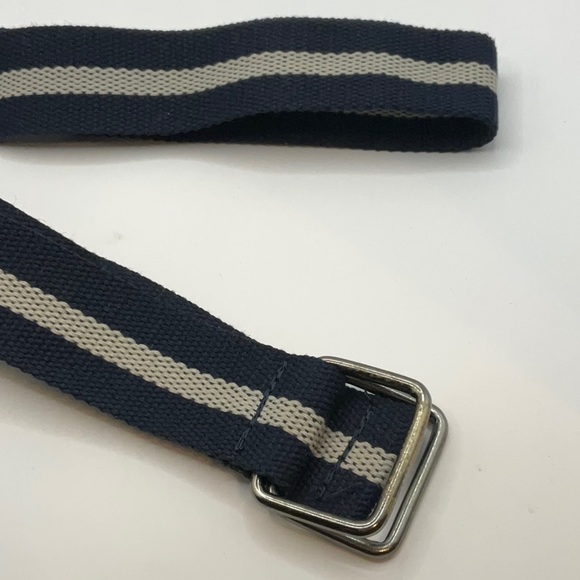 Navy & White Striped Cloth Belt 45” - Picture 2 of 3